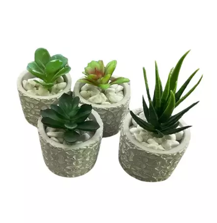 Viherkasvi sementtiruukussa 11x7cm - Tekokukat - 182681 - 1